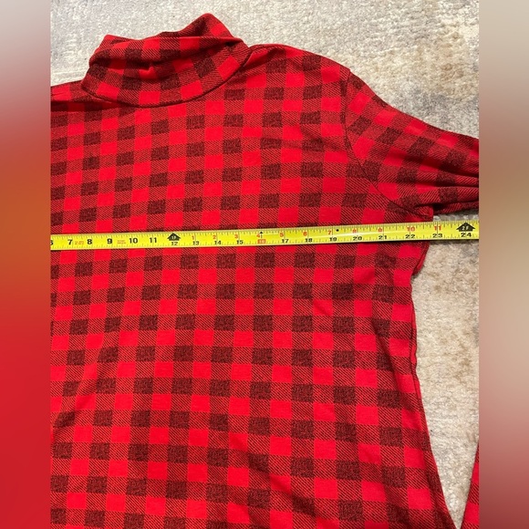 CG.L.CG Red Plaid Soft Turtleneck Long Sleeve Shirt Size Large Christmas in July - Picture 6 of 8